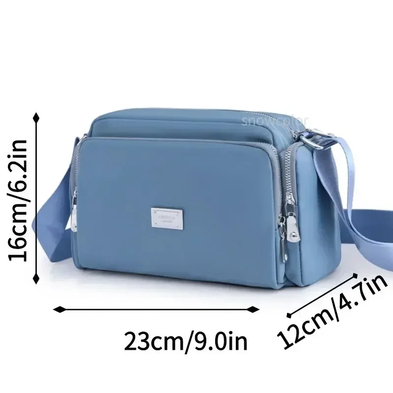 Korean Style Crossbody Bag for Women Waterproof Solid Color Shoulder Bag Messenger Bag Casual Nylon Handbag Large Capacity