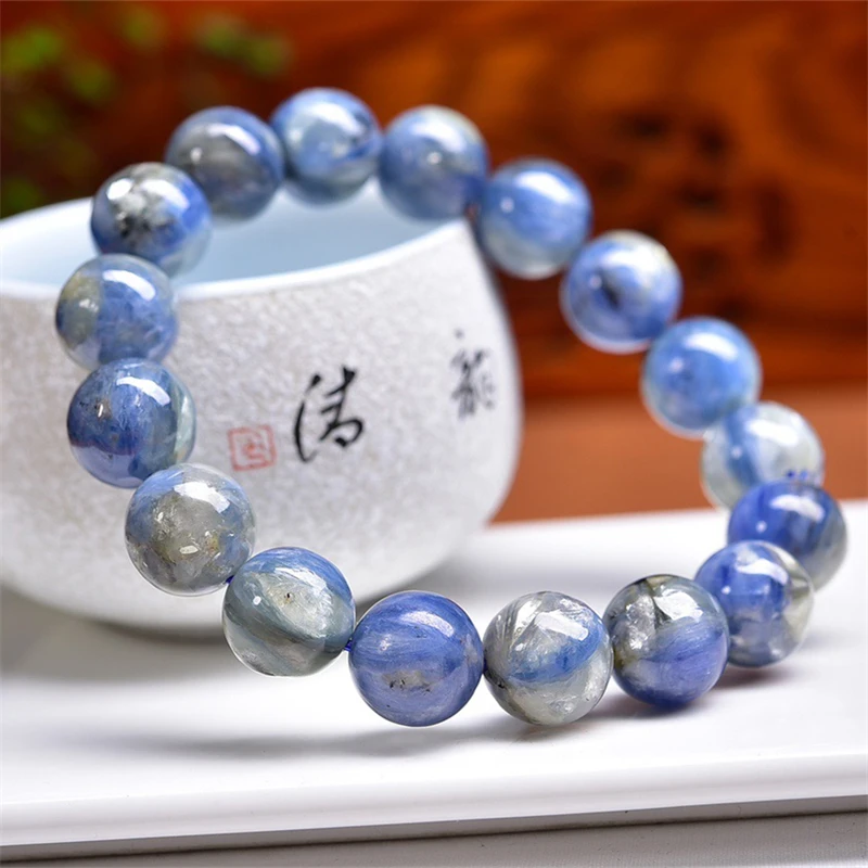 12MM Natural Kyanite Bracelet Men Women Colorful Charm Yoga Healing Bangles Fashion Handmade Gift 1PCS