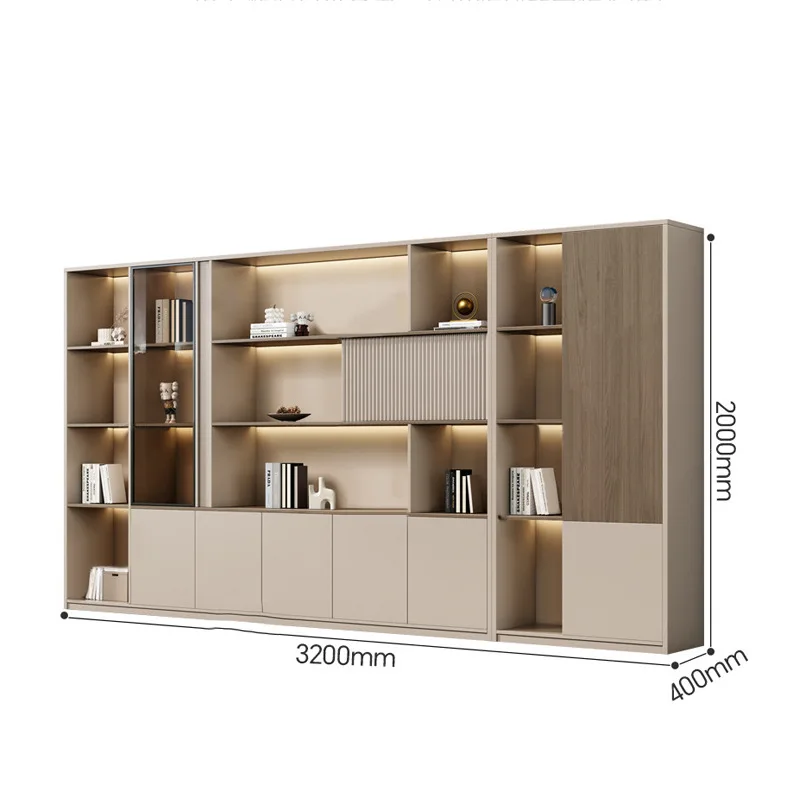 Simple light luxury file cabinet, senior office, boss background open storage cabinet