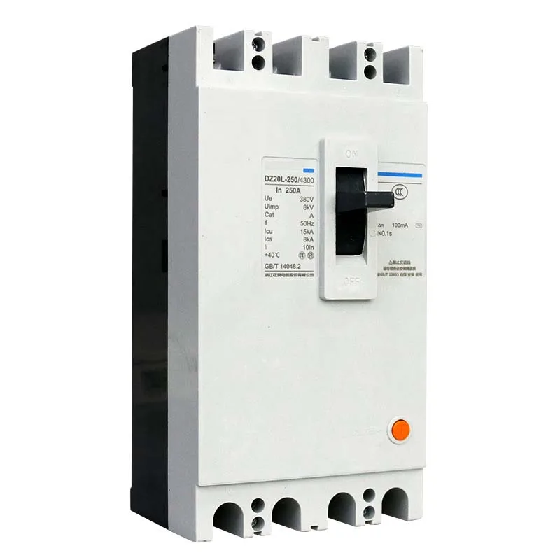 Leakage protector DZ20L plastic case circuit breaker 400A three-phase four-wire 4p160A250A leakage switch