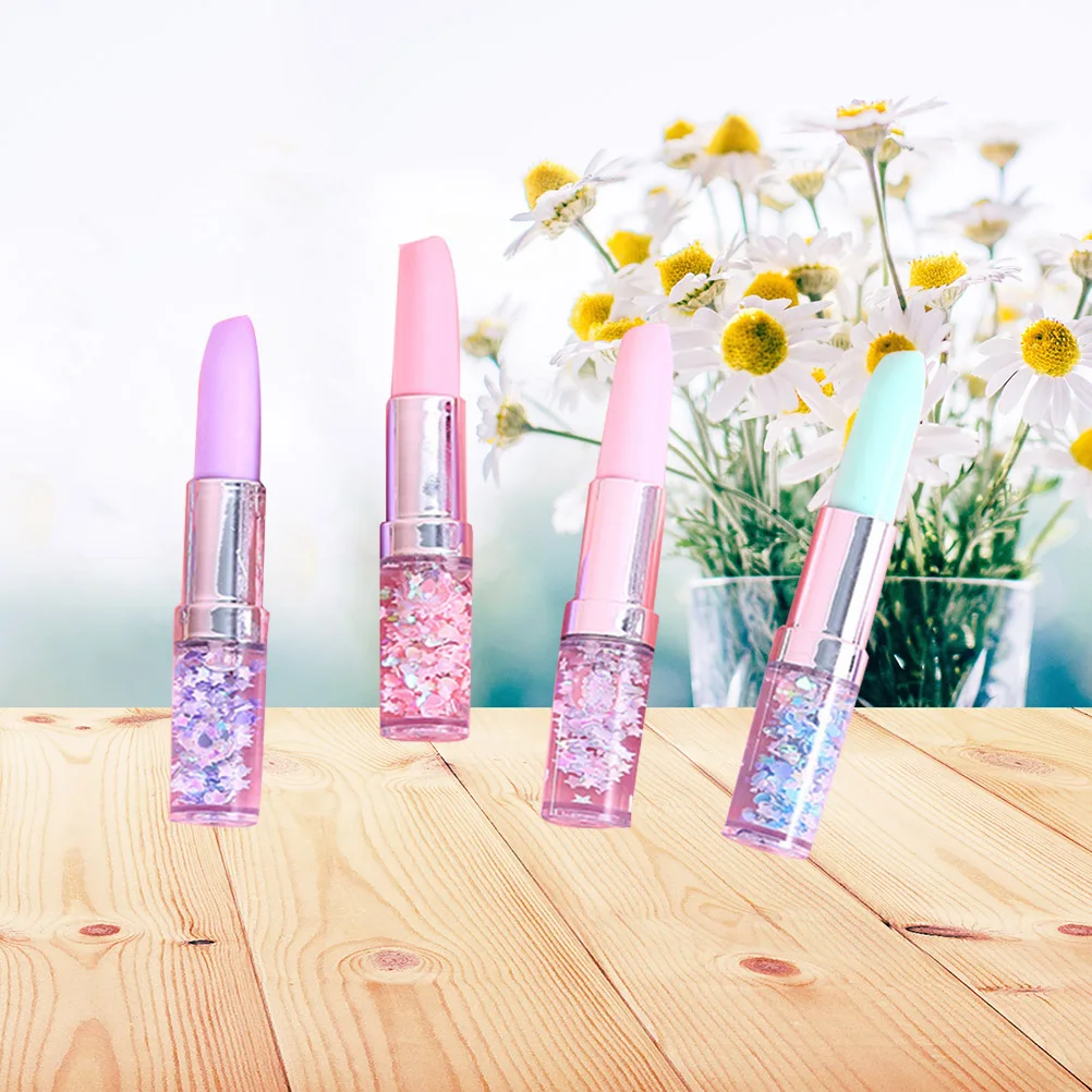 

4pcs Gel Lipstick Shape Cute Cartoon Design For Writing Pens Black Student Stationery Supplies Signing Pens