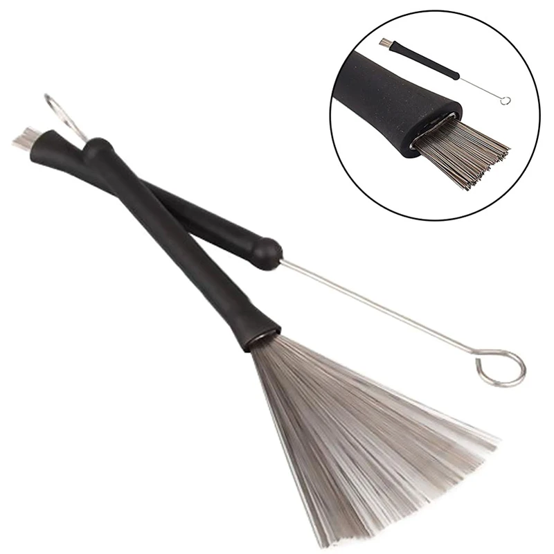 Metal Wire Drum Brushes Cleaning Tool Portable Jazz Musical Retractable Sticks Scalable Steel Wire