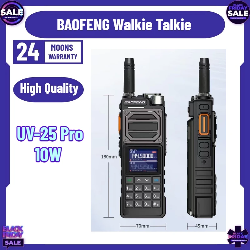 SWZY UV-25 Pro BAOFENG Walkie Talkie Multi Band 10W Tri-mode 50KM Max Long Range Communication Radio UV25 Wireless Copy Frequenc