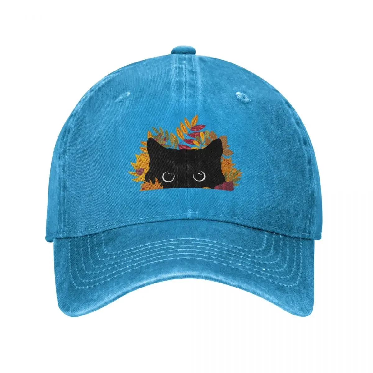 Black Cat Peeking Spying Autumn Fall Baseball Cap hard hat Bobble Hat Rugby Sunscreen Caps For Men Women's