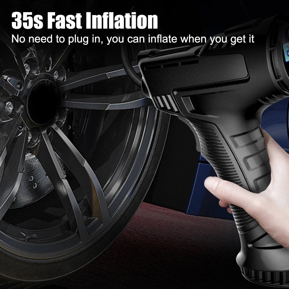 75PSI Tire Accessories 120W for Car Bicycle Car Air Compressor With LED Light Digital Display Car Tire Inflator Inflatable Pump