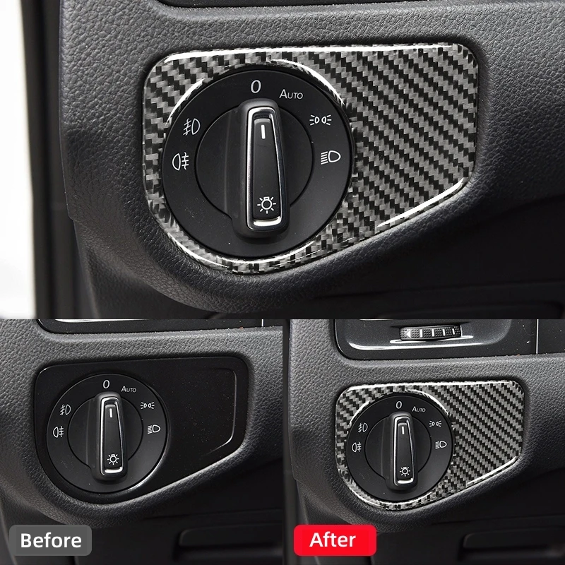 For Volkswagen Golf 7 Gti Mk7 2013-2019 Carbon Fiber Auto Headlight Switch Decoration Frame Cover Trim Sticker Car Accessories - Image 5