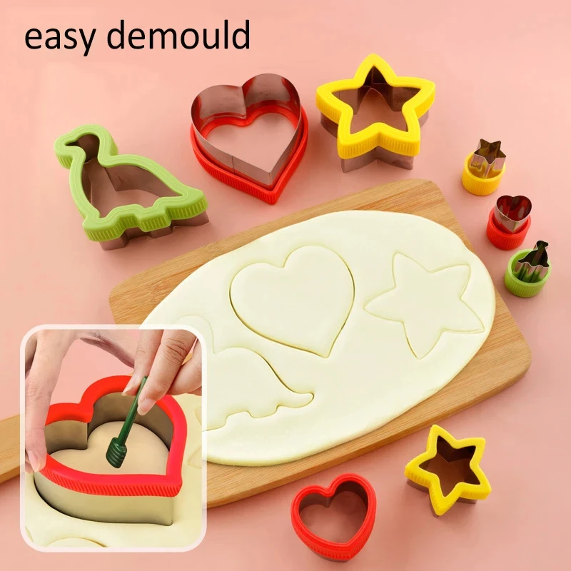 3/4 Pcs Sandwich Cutters Set for Children Kids Dinosaur Heart Star Fruit Vegetable Shapes Cutters Bread Toast Food Cookie Molds