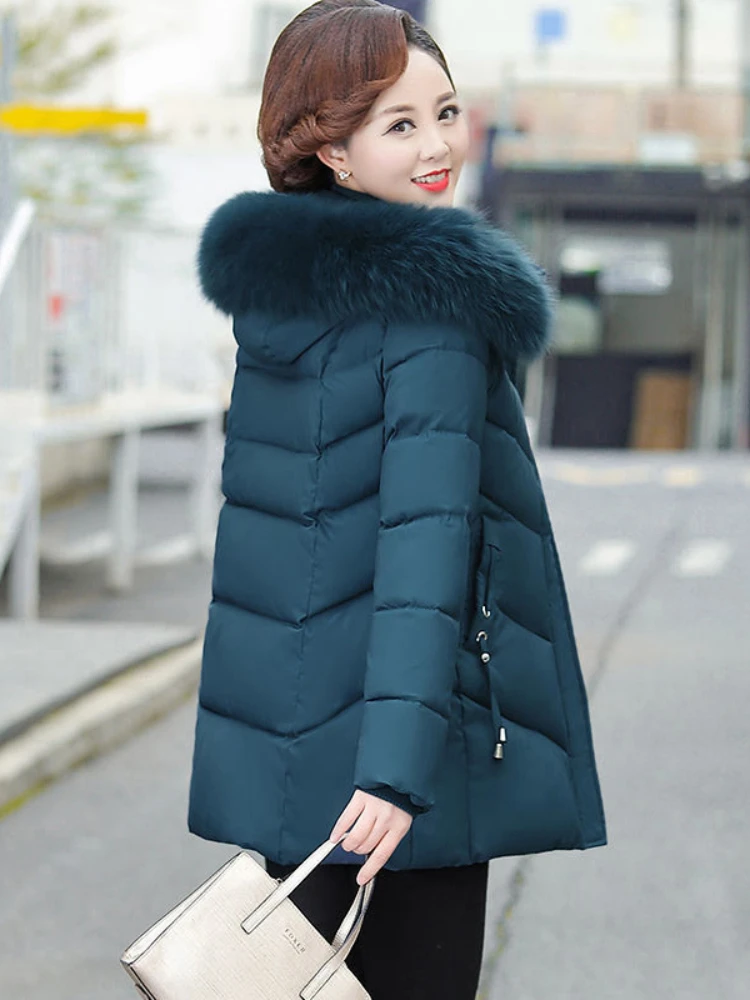 2023 Winter Coat With Fur Collar Elderly Cotton Padded Jacket Womens Thicken Cotton Padded Jacket Hooded Parka