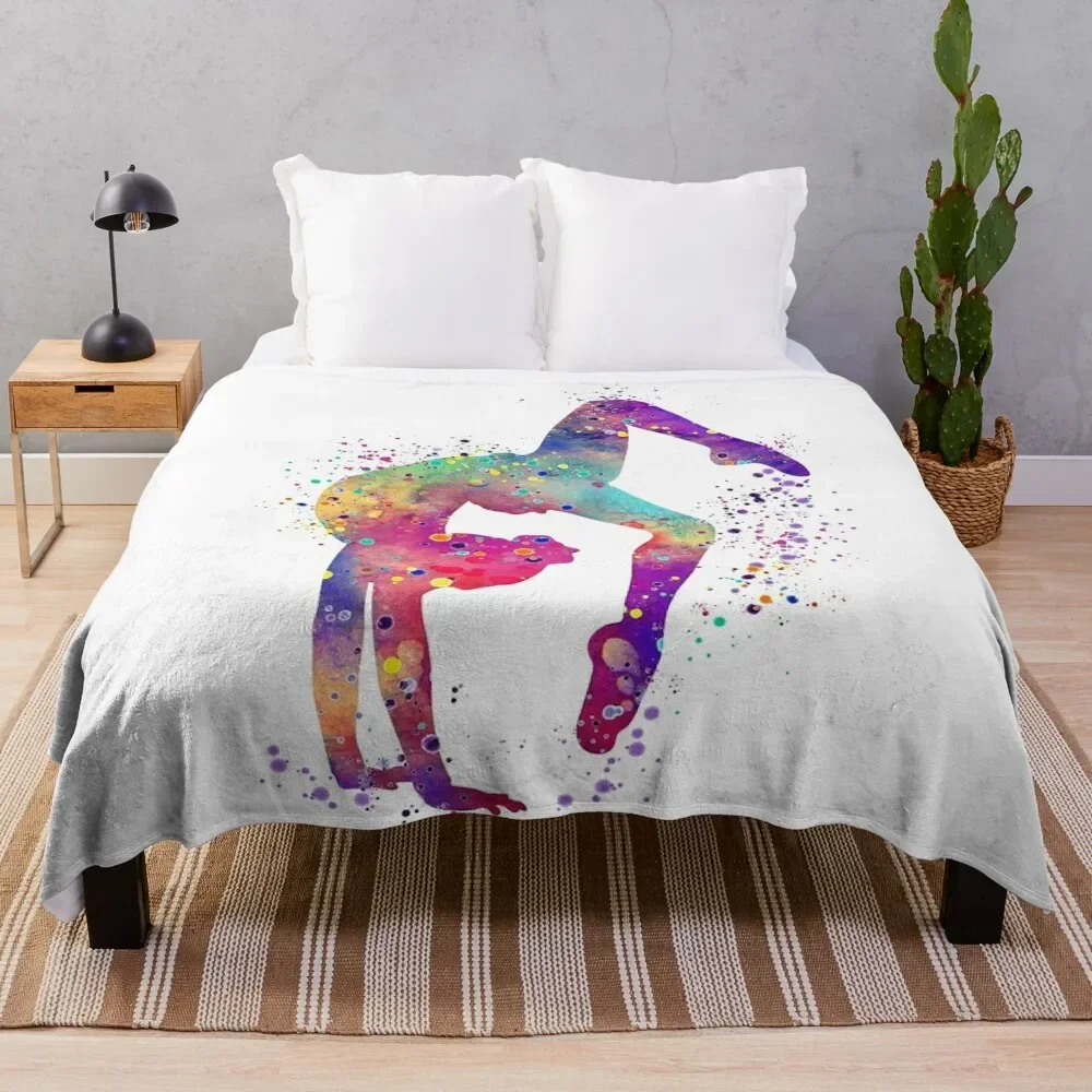 

Gymnastics Girl Tumbling Colorful Watercolor Art Gift Throw Blanket Single decorative Bed Fashionable Furrys Blankets