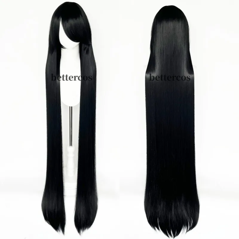 150cm Straight Super Long Anime Cosplay Wig With Bangs Synthetic Hair Silvery white Black Red White Wigs