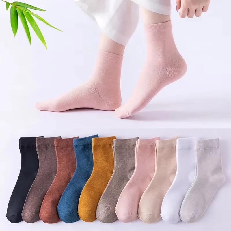 

Spring Women's Harajuku Solid Thin Candy Color Colorful Bamboo Fiber Socks 5 Pairs Kawaii Socks Women Socks