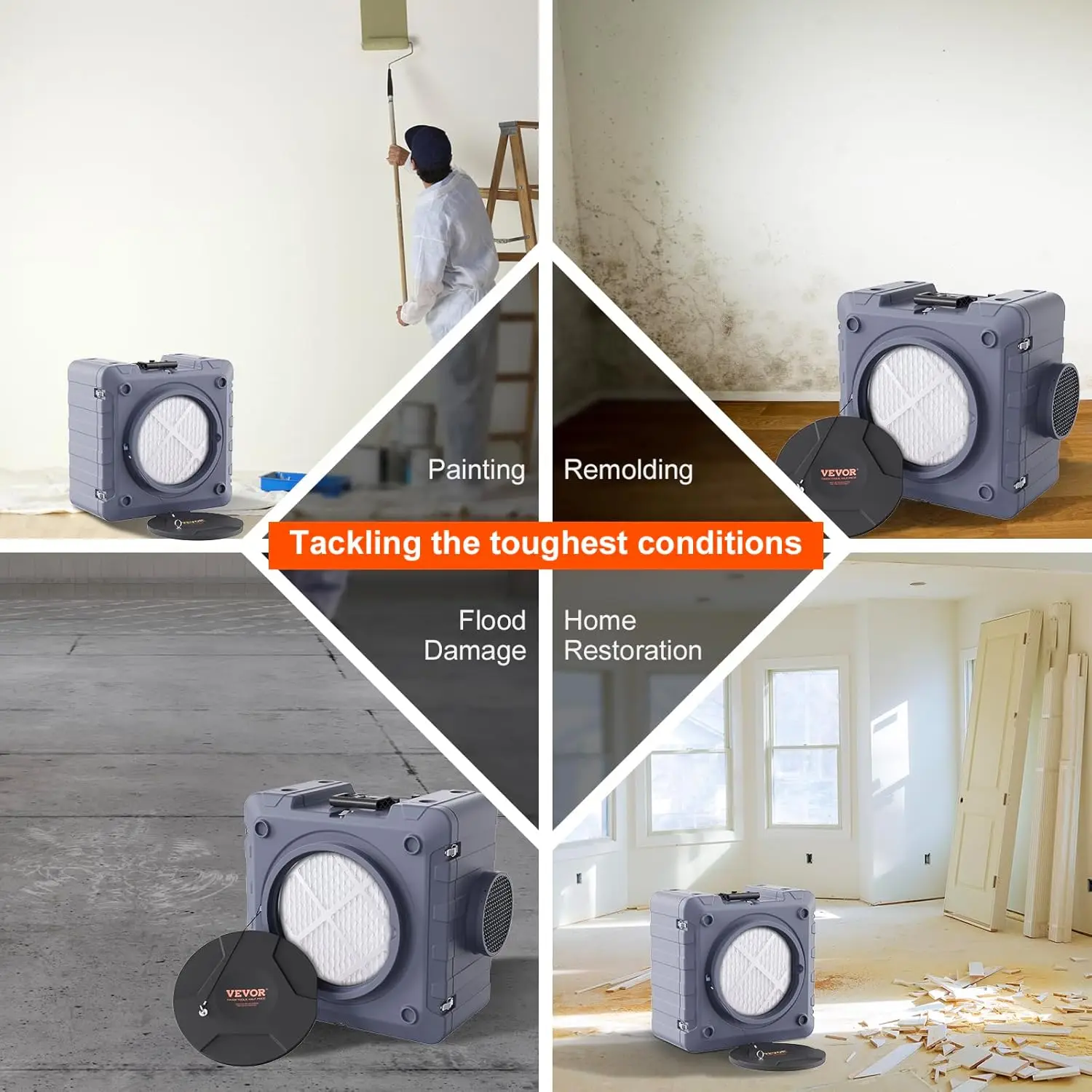 New Product Air Scrubber with 3-Stage Filtration, Stackable Negative Air Machine 800 CFM, Air Cleaner , Industrial