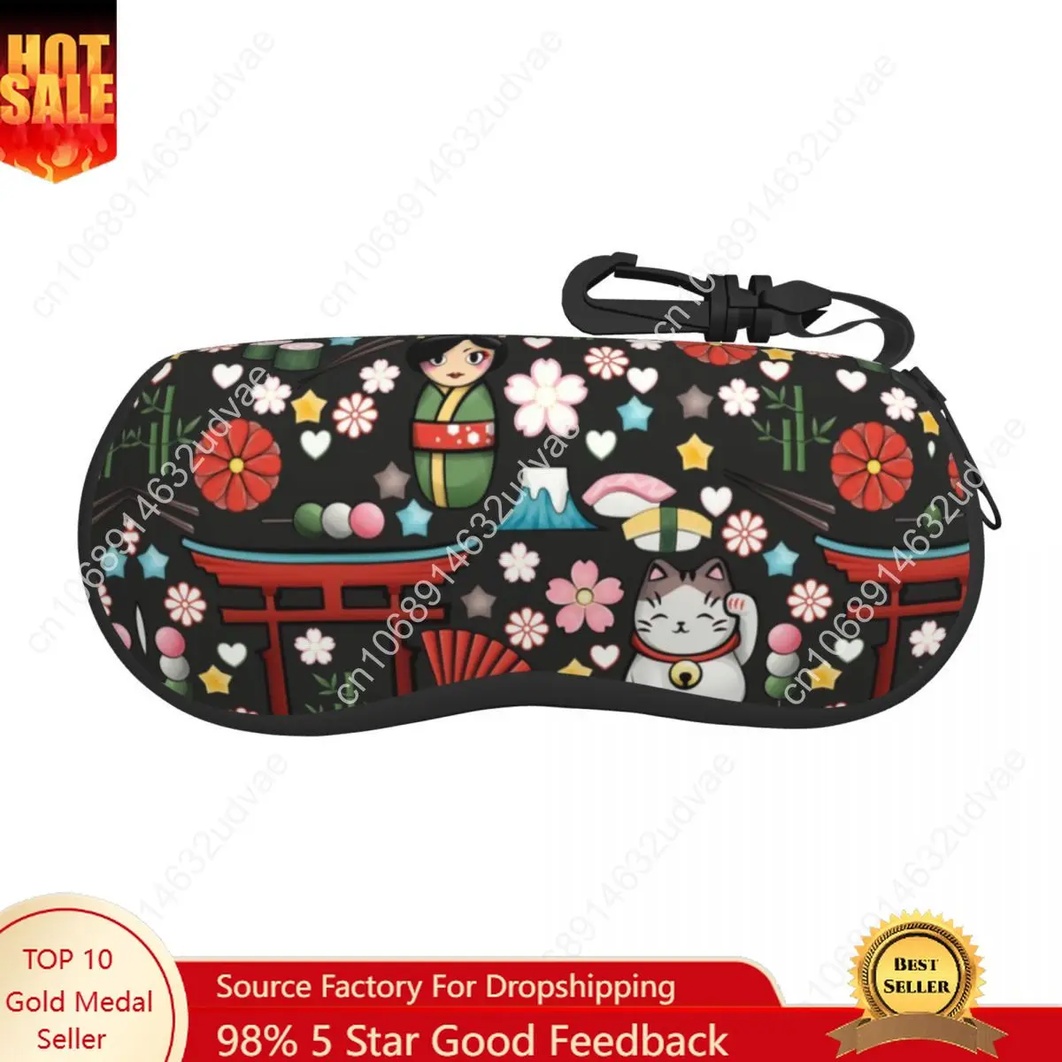 Fundas protectoras personalizadas para gafas Kawaii Maneki Neko Lucky Cat Shell, estuche para gafas de sol a la moda, bolsa para gafas artísticas de Geisha japonesa