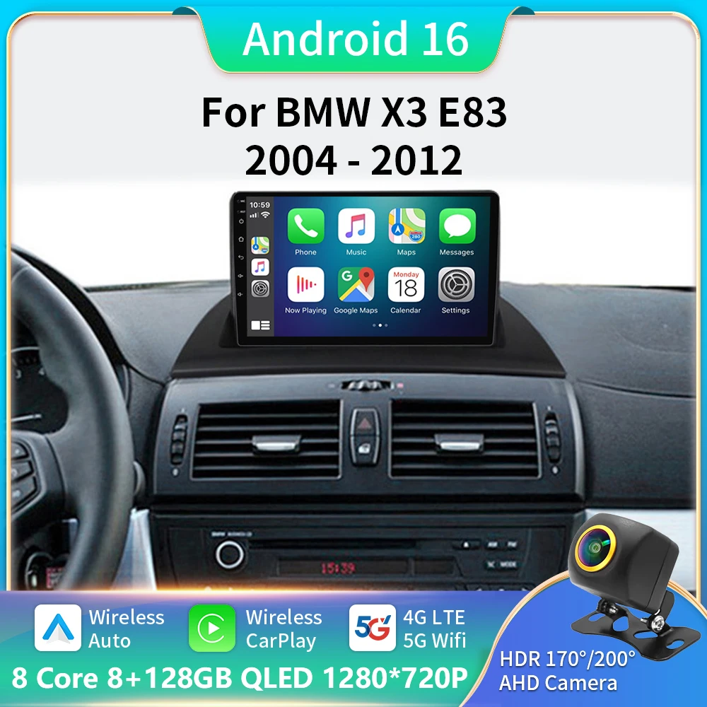 

Android 16 Carplay For BMW X3 E83 2004 2005 2006 2007 2008 2009 2010 2011 2012 Car Radio Multimedia Video Player Navi GPS Stereo