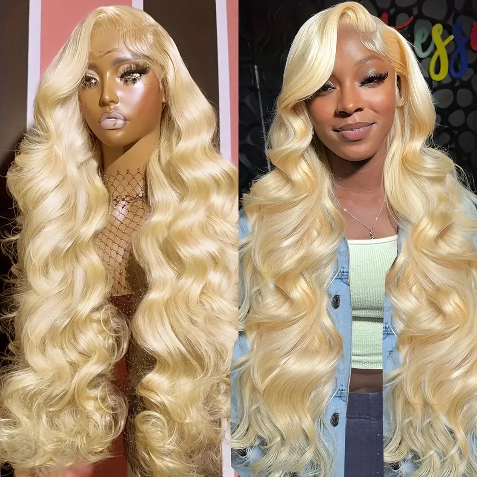 

613 hd Blonde lace frontal wig 13x6 Wigs 30 40 inch Brazilian Bone body wave 100% human hair For Women Choice on clearance sale