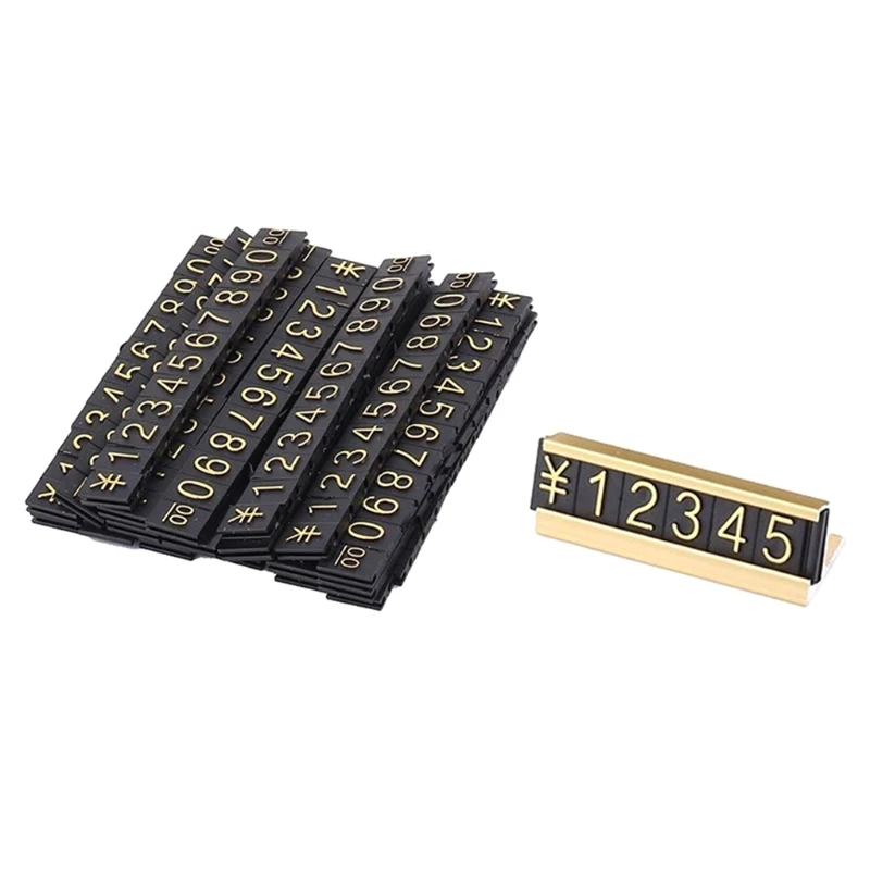 YYSD Gold Number Price Tag Signs 20Sets Arabic Numerals Together Price Cube for Shopping Mall Storage Price