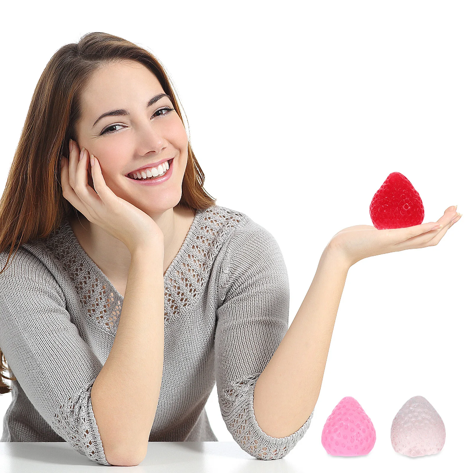 

3Pcs Realistic Strawberry Squishy Stretchy Squeeze Fidget Sensory Stress Relief Soft Silicone Relaxation Home Office Birthday