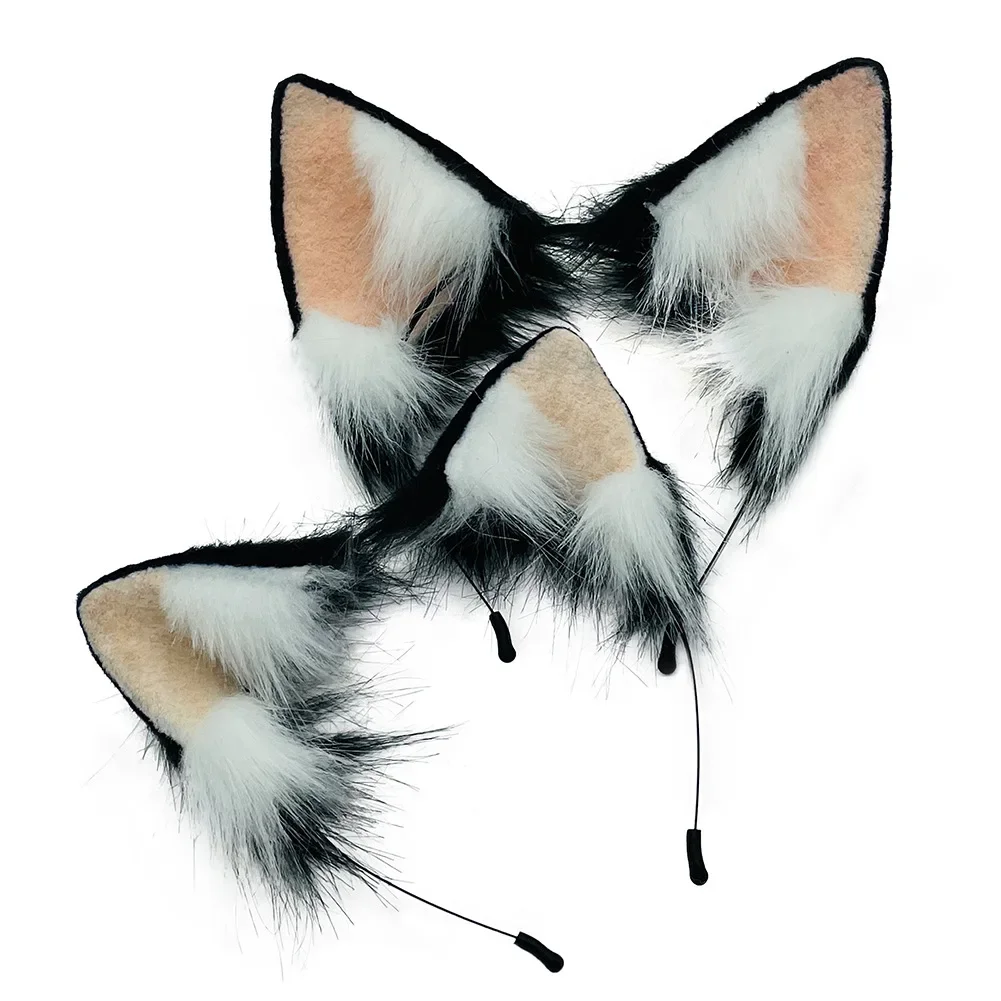 Three-dimensional plush cat ear headband simulation animal ear hairpin cosplay wolf  fox headdress