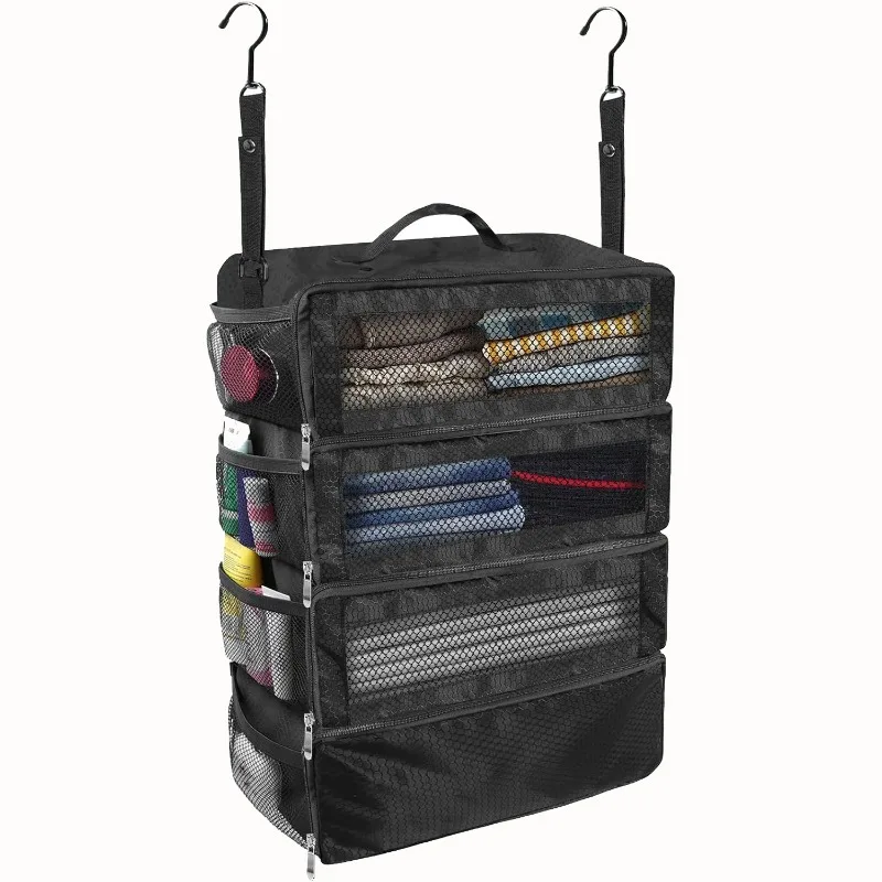 Large-Capacity Foldable Clothing Storage Bag, Clothes Hanging Bag, Multi-Layer, Wardrobe, Business Trip