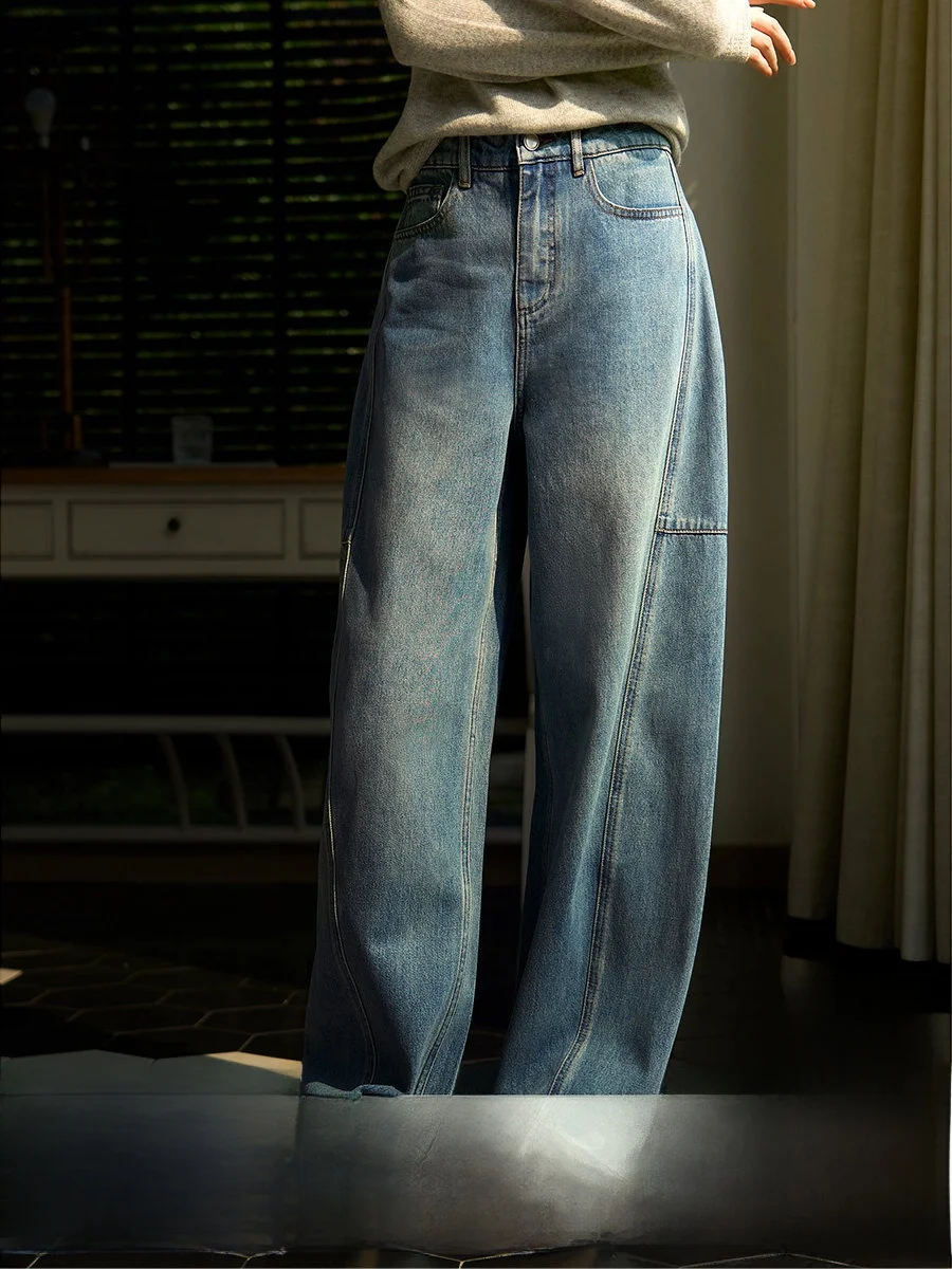 

Slimming Cotton Denim Casual Pants Women's Micro-Ball Type Jeans Xianhange Natural Waist Leisure Trousers for Autumn