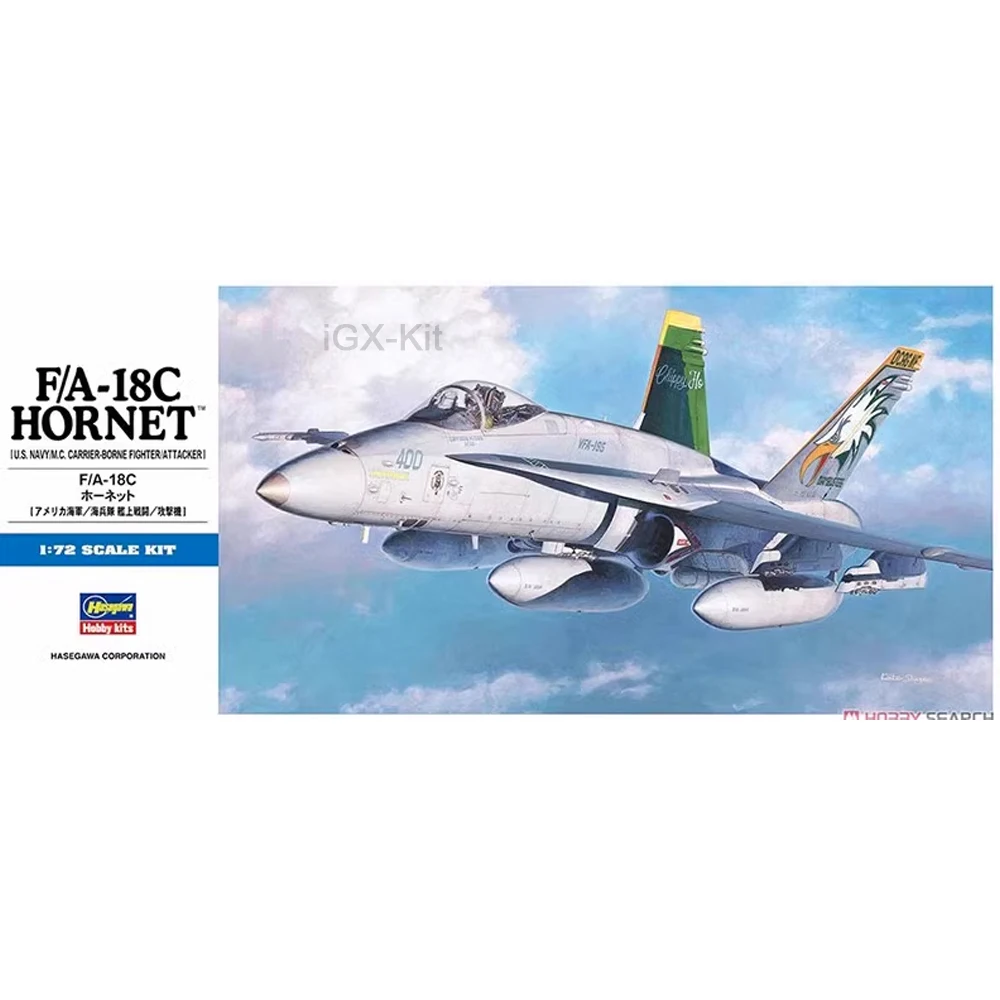 Hasegawa 00438 1/72 Scale US F18 F-18C F/A-18C Hornet Attack Fighter Jet Aircraft Hobby Craft Toy Plastic Model Building Kit