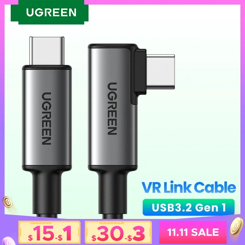 UGREEN USB C Link Cable for Quest 2 Headset VR USB C 3.2 Gen1 High Speed 5Gbps 5m Charging Cable 60W USB C to USB C VR Link Cord