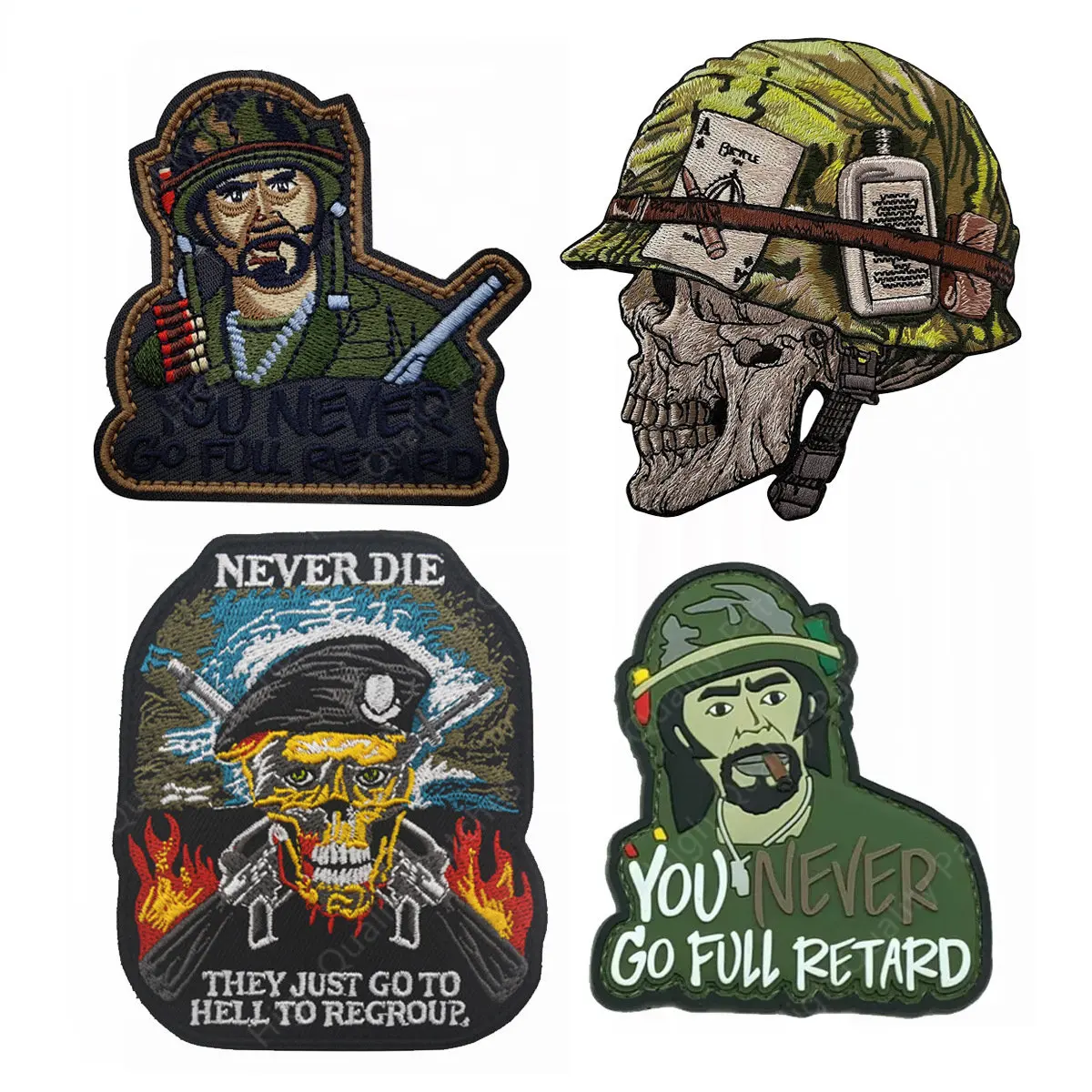 Ace of Spades Death Card Military NEVER DIE Skull Camouflage Tactical Helmet Demoness Embroidered reflective patch For Backpack