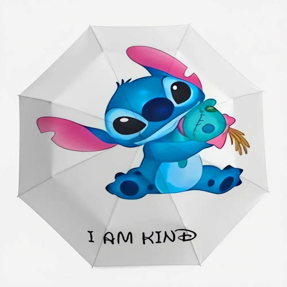 

Disney Lilo & Stitch "I AM KIND" with Scrump Doll Print Automatic Folding Umbrella, Windproof Waterproof Travel Umbrella for Kid