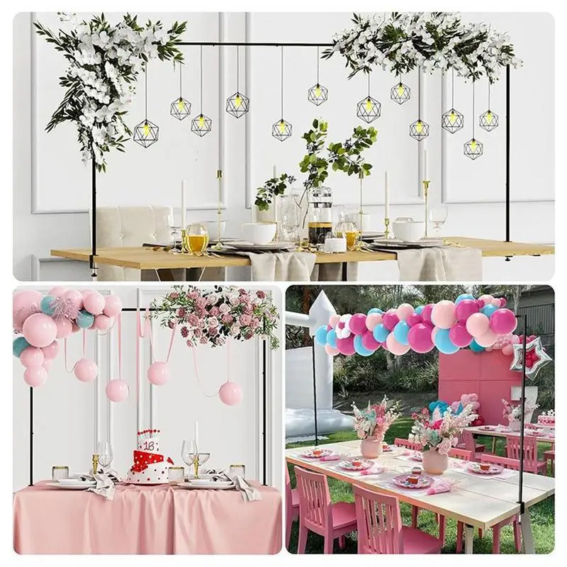 Juego de arco de globos de Metal, 280x100cm, fondo de boda ajustable, soporte decorativo para flores, marco de arco de adorno para globos al aire libre