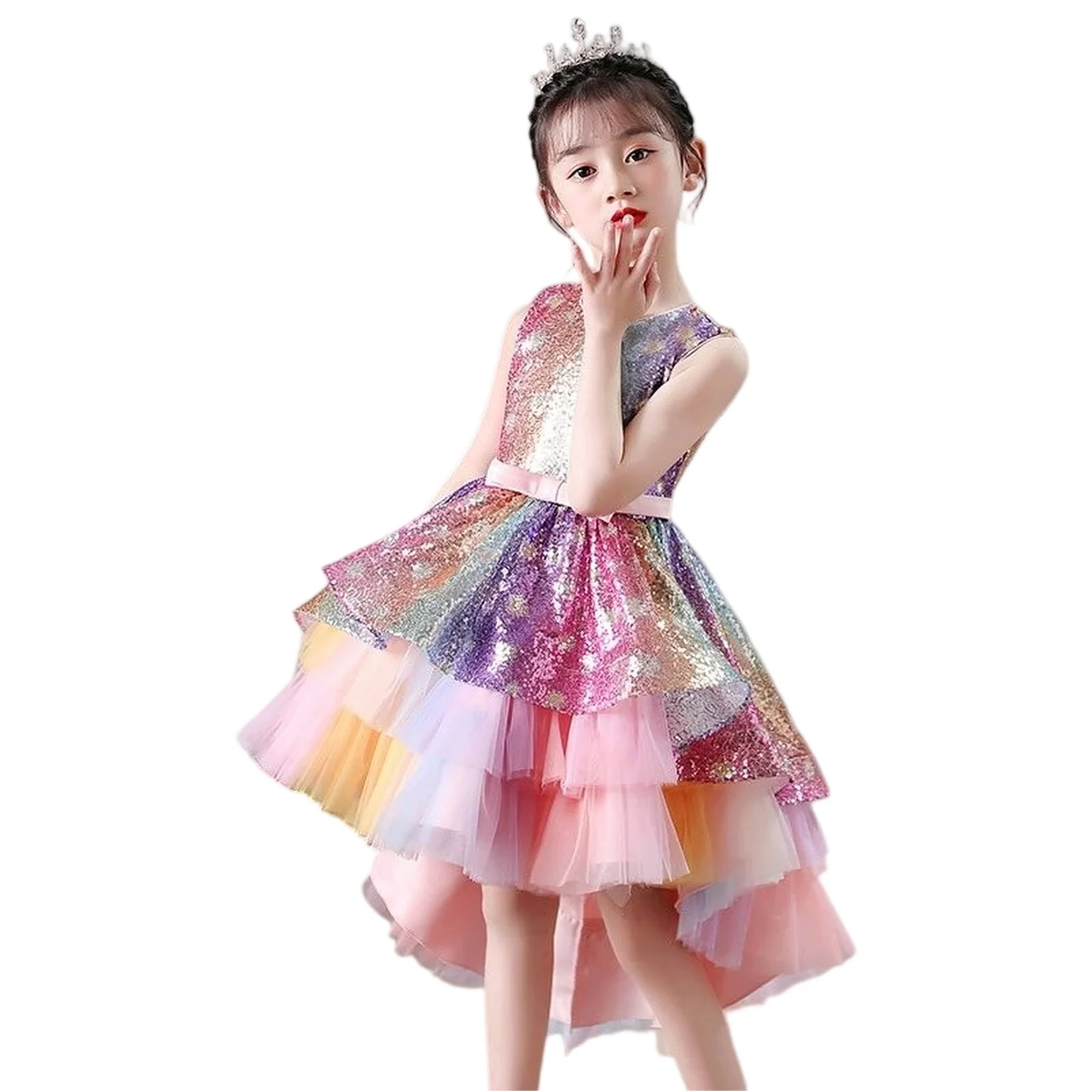 

Baby Girls Princess Dress Summer Puff Sleeve Sequin Party Ball Gown Wedding Dresses Formal Occasion Dresses for Kids Party Dress