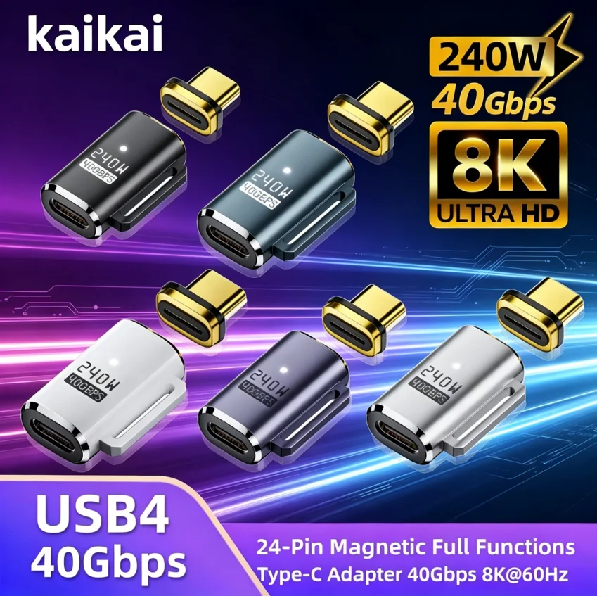 USB4 40Gbps 240W Thunderbolt3 Magnetic Adapter USB C To Type C Fast Charge Magnet Converter Cable 8K@60Hz USB Type C Adapter
