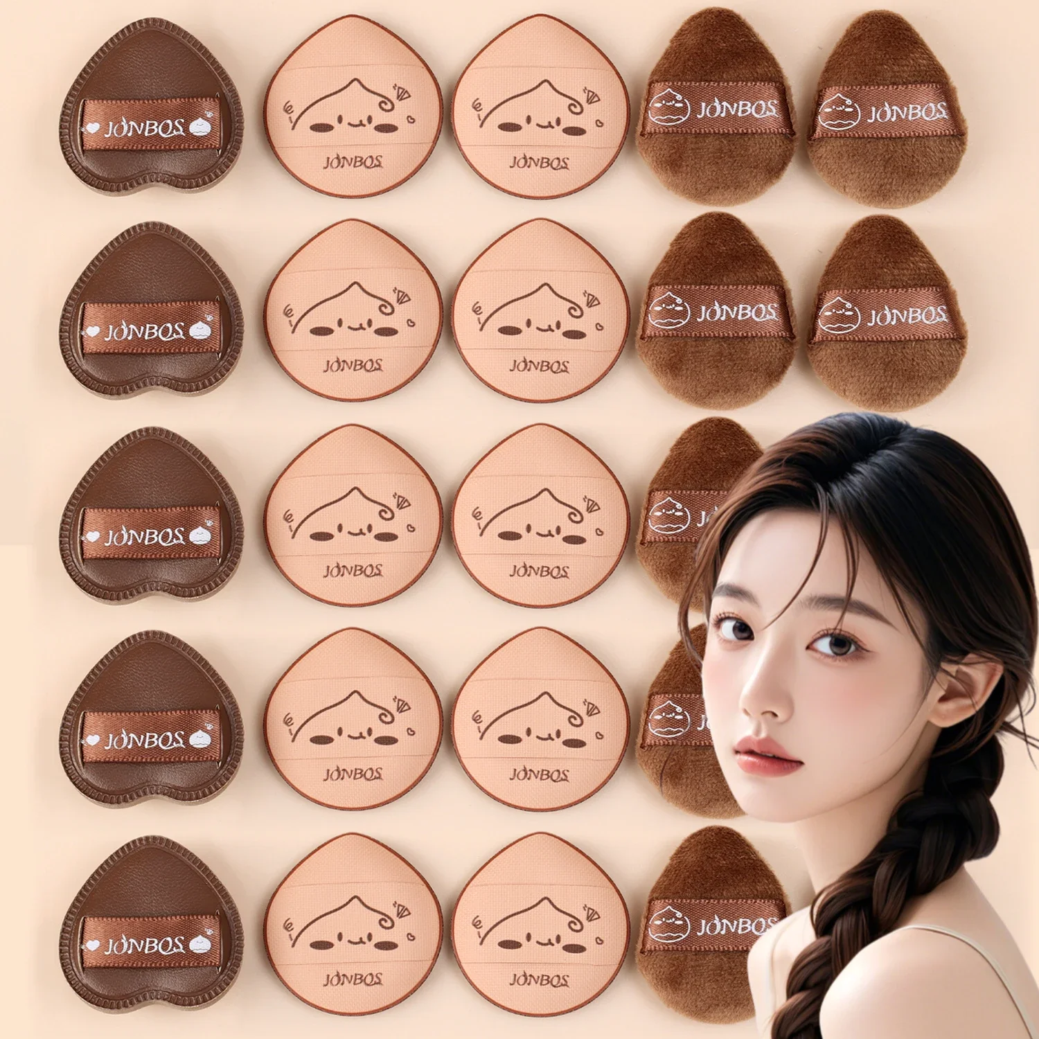 5pcs/set Finger Powder Puff Set Professional Concealer Foundation Detail Velvet Puffs Wet Dry Use Makeup Sponge Cosmetic Tools