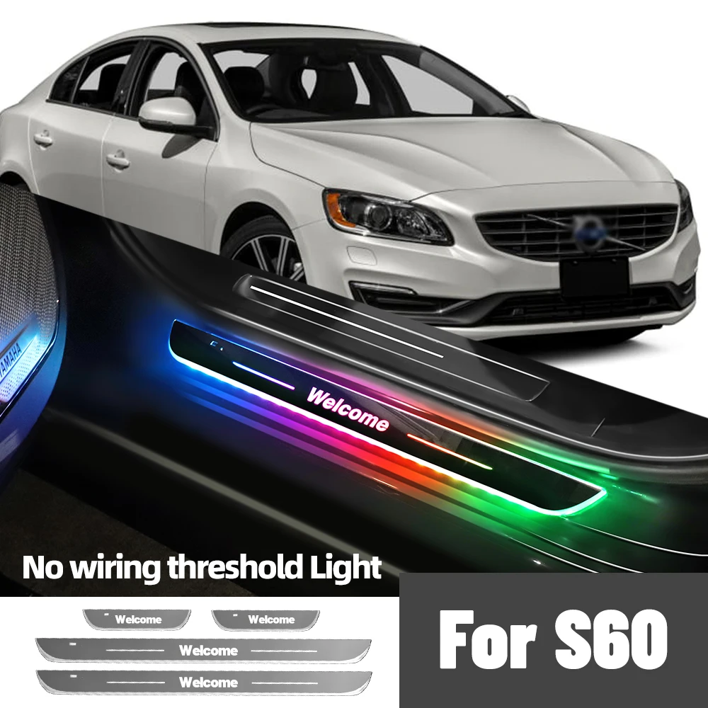 

For Volvo S60 2000-2018 2011 2013 2014 2017 Car Door Sill Light Customized Logo LED Welcome Threshold Pedal Lamp Accessories
