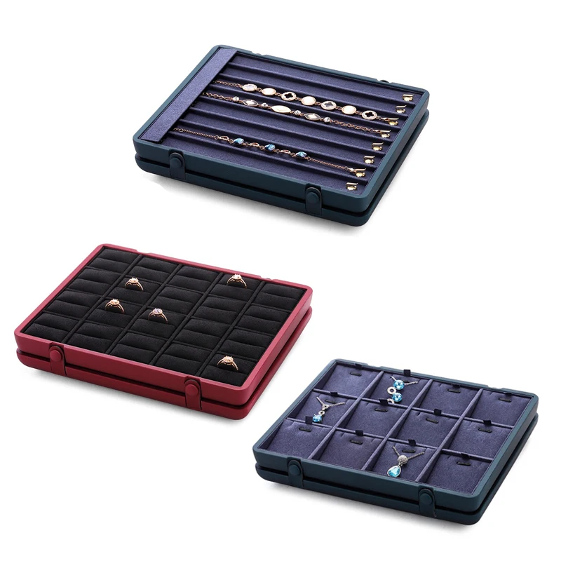 

Бархатная шкатулка для демонстрации ювелирных изделий с застежкой-кнопкой для колец, подвесок, ожерелий и аксессуаров Поднос для образцов подарка