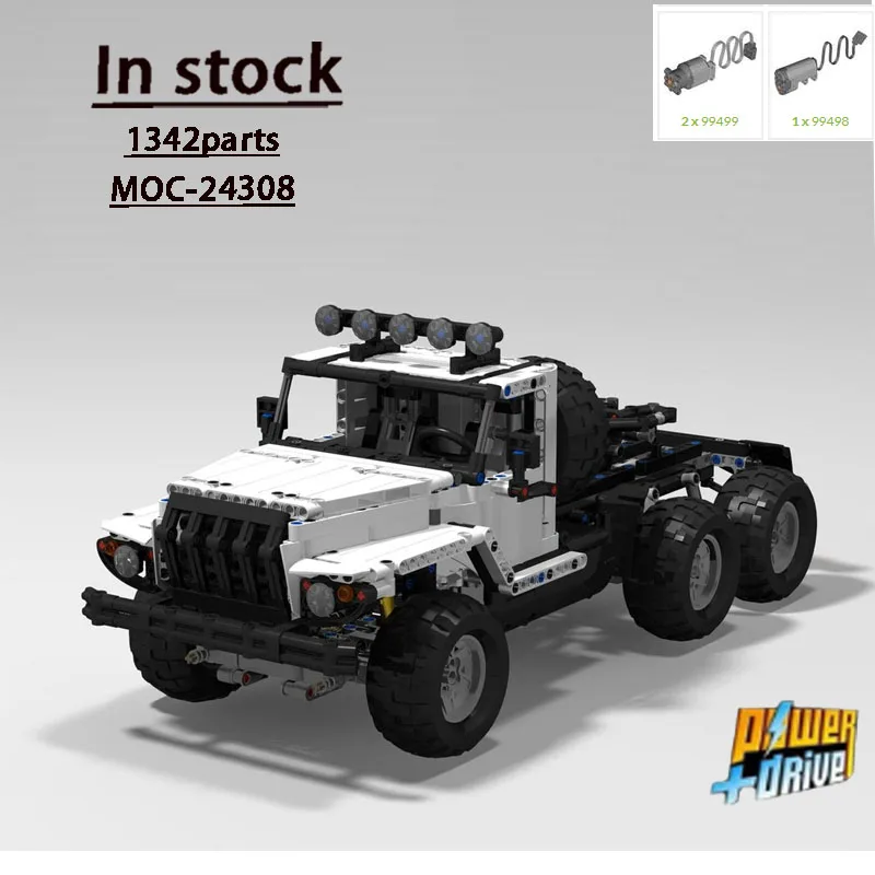 

MOC-24308 Новый белый грузовик 6x6 - модель радиоуправляемого строительного блока • 1342 деталей MOC Creative Boy Kids, строительные блоки на день рождения, игрушка в подарок