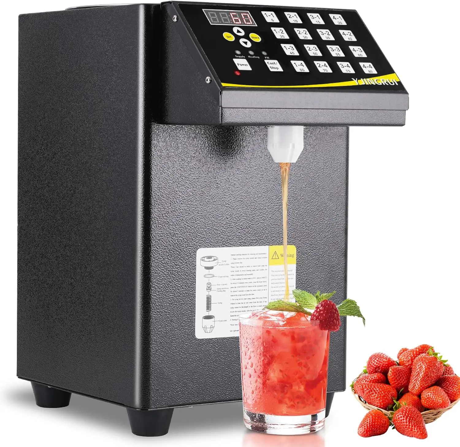 Dispenser di fruttosio da 8,5 litri, 110V, 16 gruppi, Dispenser di fruttosio per Bubble Tea, distributore automatico di fruttosio