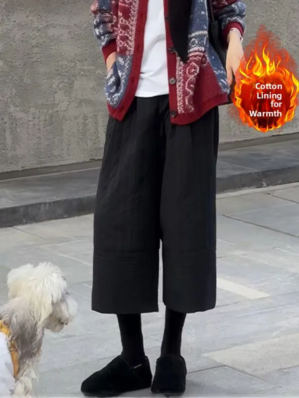 

Loose Straight Leg Wide Leg Pants Retro Casual High Waist Cotton Trousers for plus Size Women Autumn Winter Faion plus Size