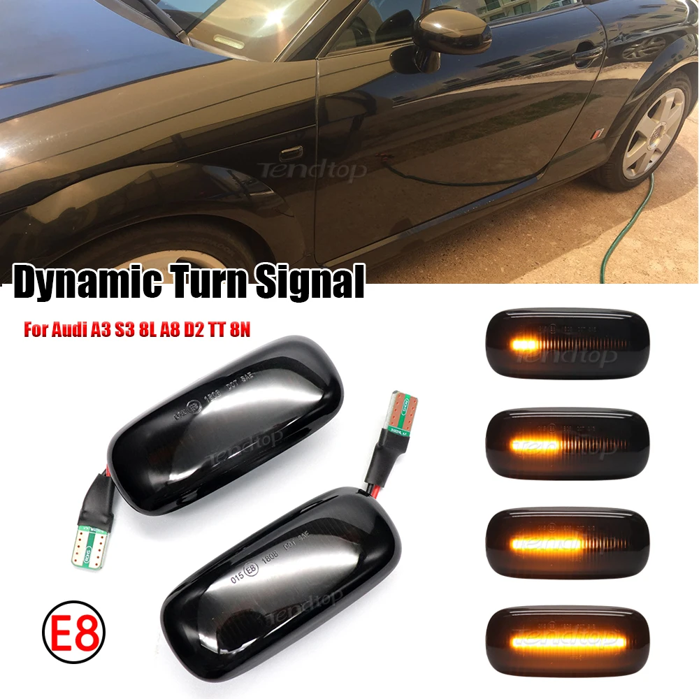 Car Front Wing Turn Signal Dynamic LED Side Marker Repeater Indicator Light For Audi A3 S3 8L 2000-2003 A8 D2 1999-2002 TT 8N