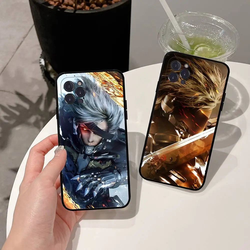 Funda para Teléfono M-Metal G-Gear Rising Revengeance para iPhone 17 16 15 14 13 12 11 Pro Max Plus Mini, Cubierta Negra Suave