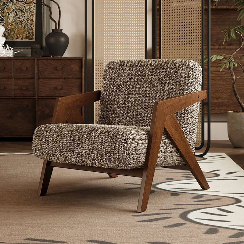 

Antique Richard Sofa Chair Designer Retro Solid Wood Sofa Chair Wabi Sabi Single Lounge Chairs
