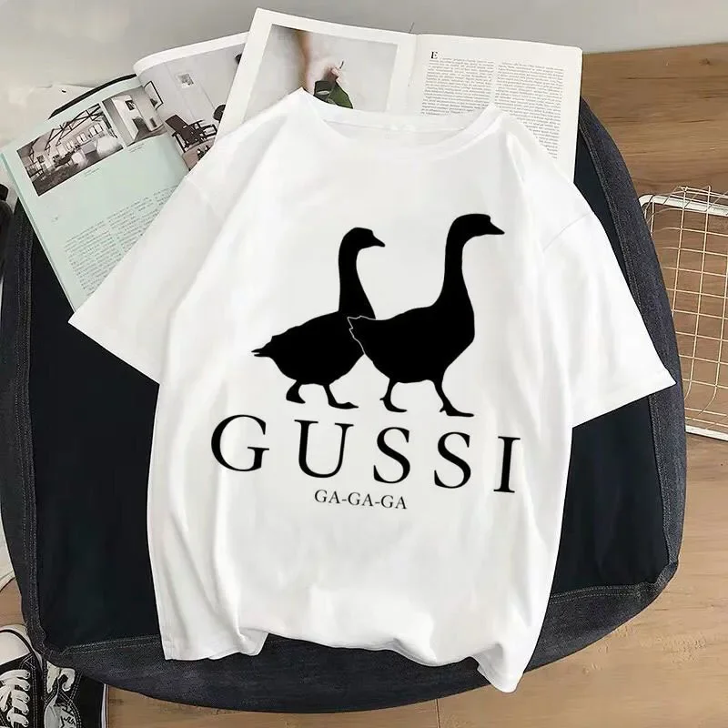 Gooses Print Casual Tops Women 100% Cotton T Shirt Short Sleeve T-shirt Ladies Tee Shirt High Quality Clothes