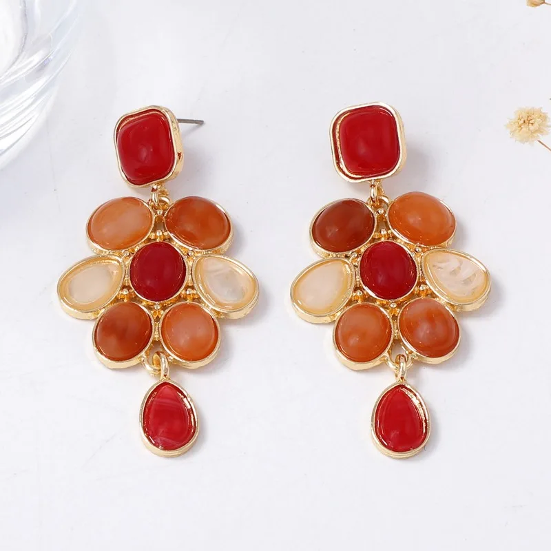 

Винтажные серьги-капли из смолы с геометрическим узором и эффектом «маильярд», премиум-класса, легкая роскошь, для женщин