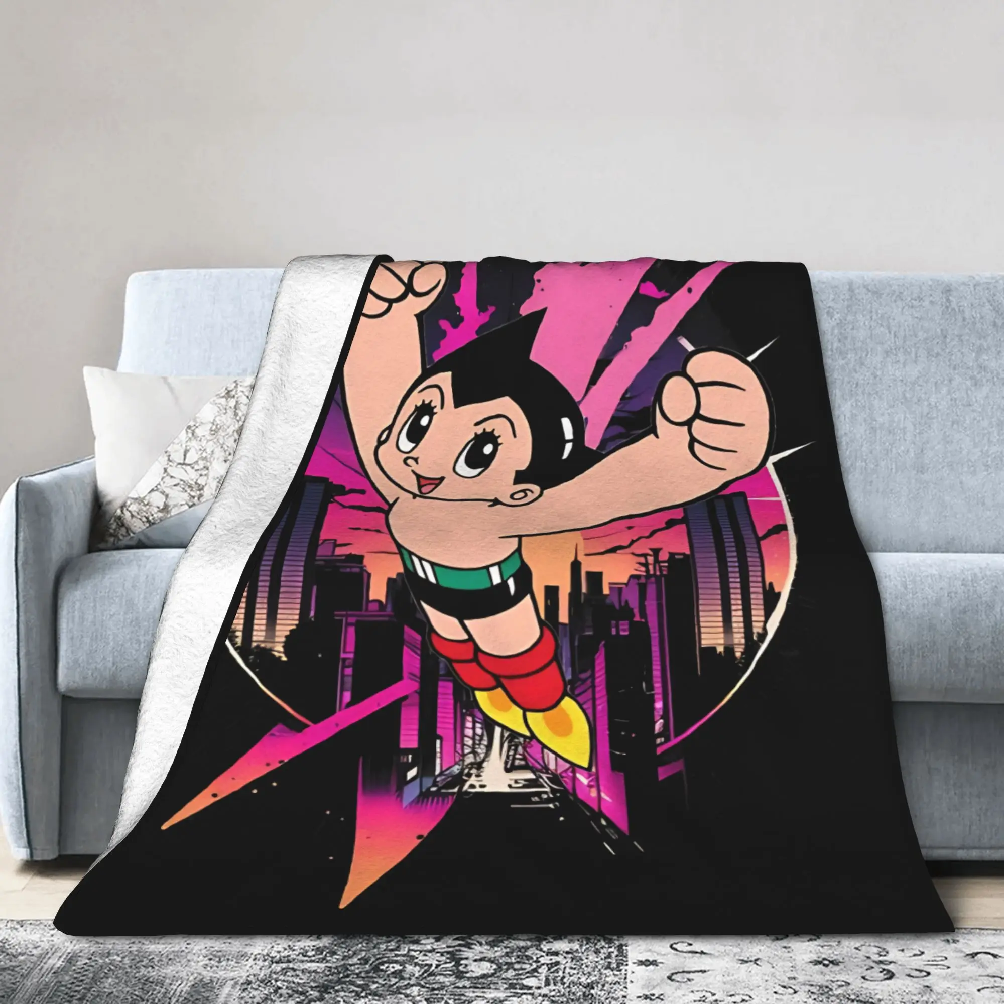 Astro Boy Astroboy Anime Fleece Throw Blankets  Blanket for Sofa Office Warm Bed Rug