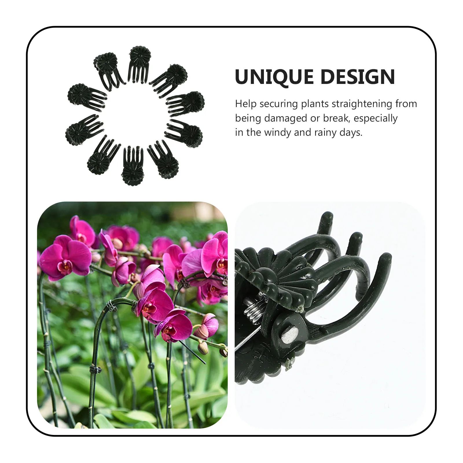 

10pcs Flower Stand Orchid Plant Support Clips Garden Supplies Gardening Plants Clamps Plastic Vine Clips For Tomato Beans