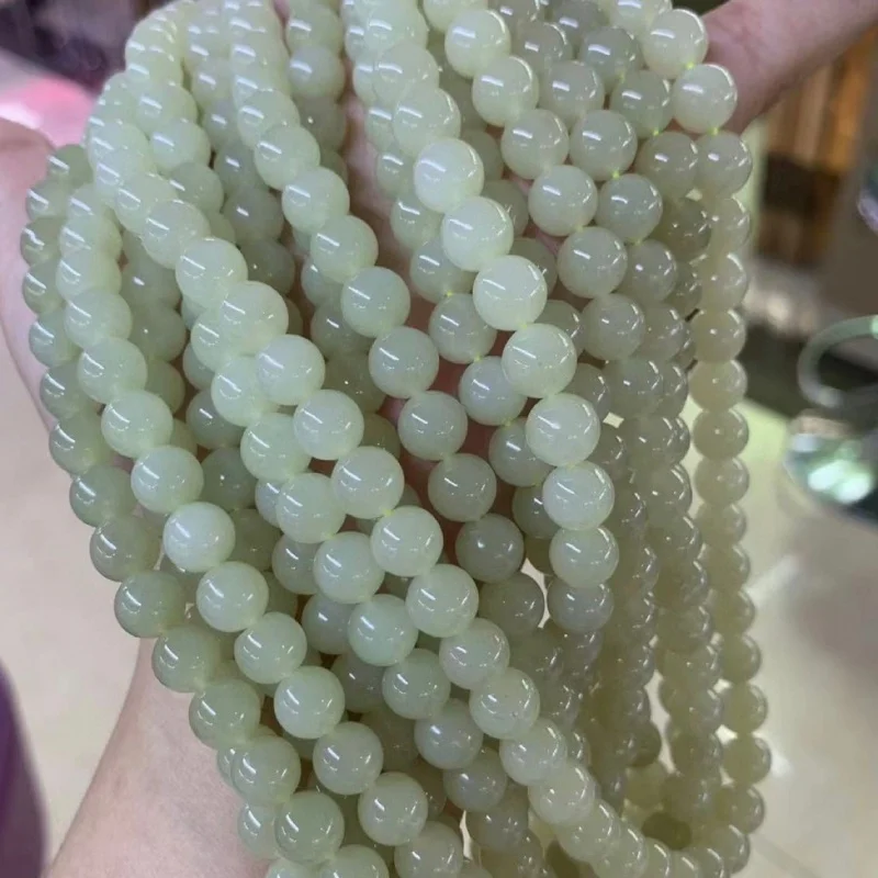 Hetian Jade Yellow Mouth Material 8mm108 Buddha Beads Diy Bead Accessories