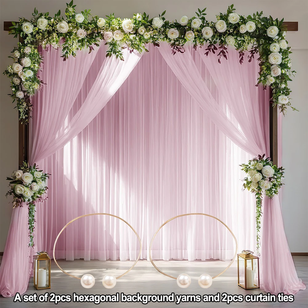 Wedding Ceremony Curtain Buckles Wedding Backdrop Lightweight Voile Airy Ambiance Delicate Aesthetic Easy Installation