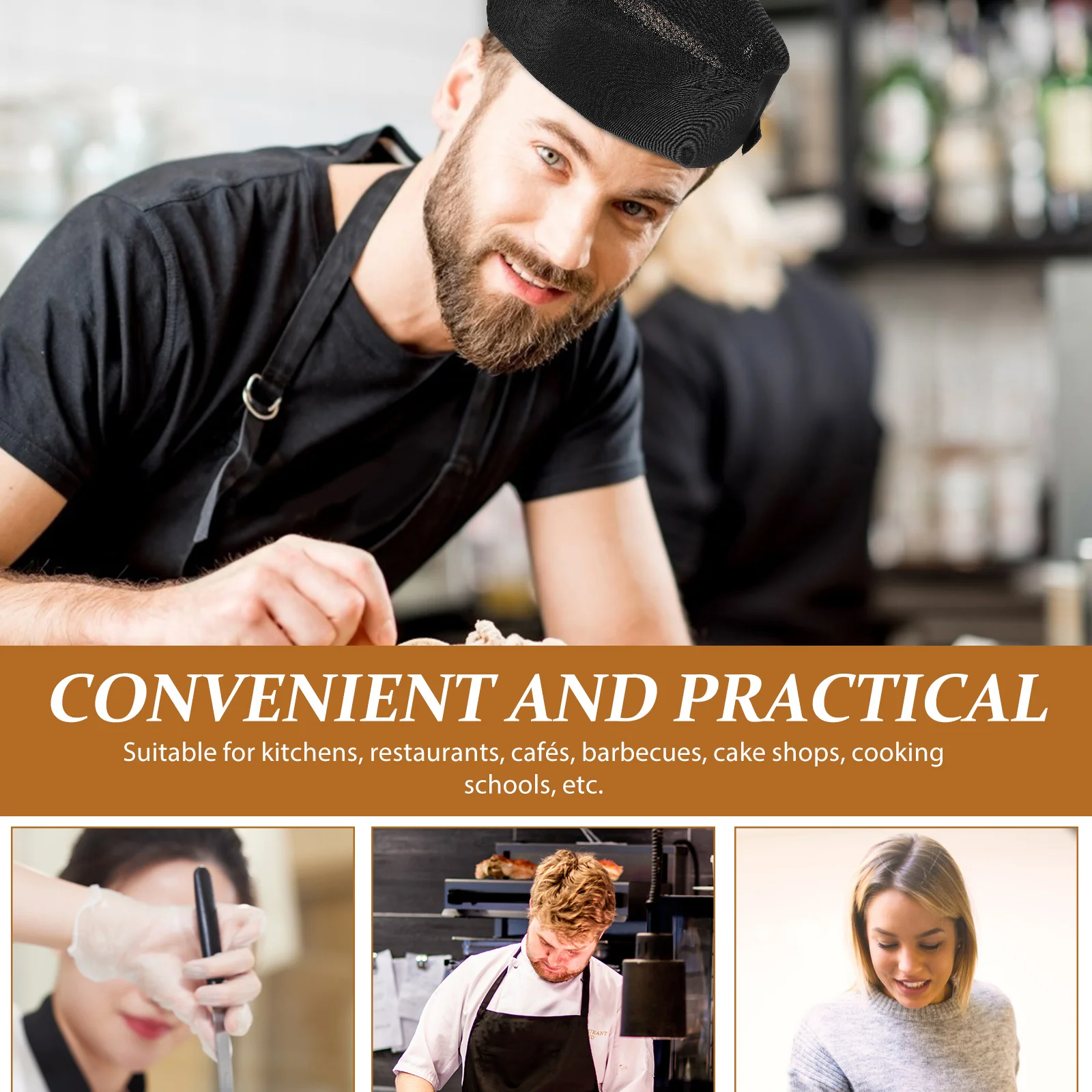 For Comfortable Chef Breathable Mesh Cap For Kitchen Cooking Hat Men Women Black Kitchen Cooking Chef Hat Color