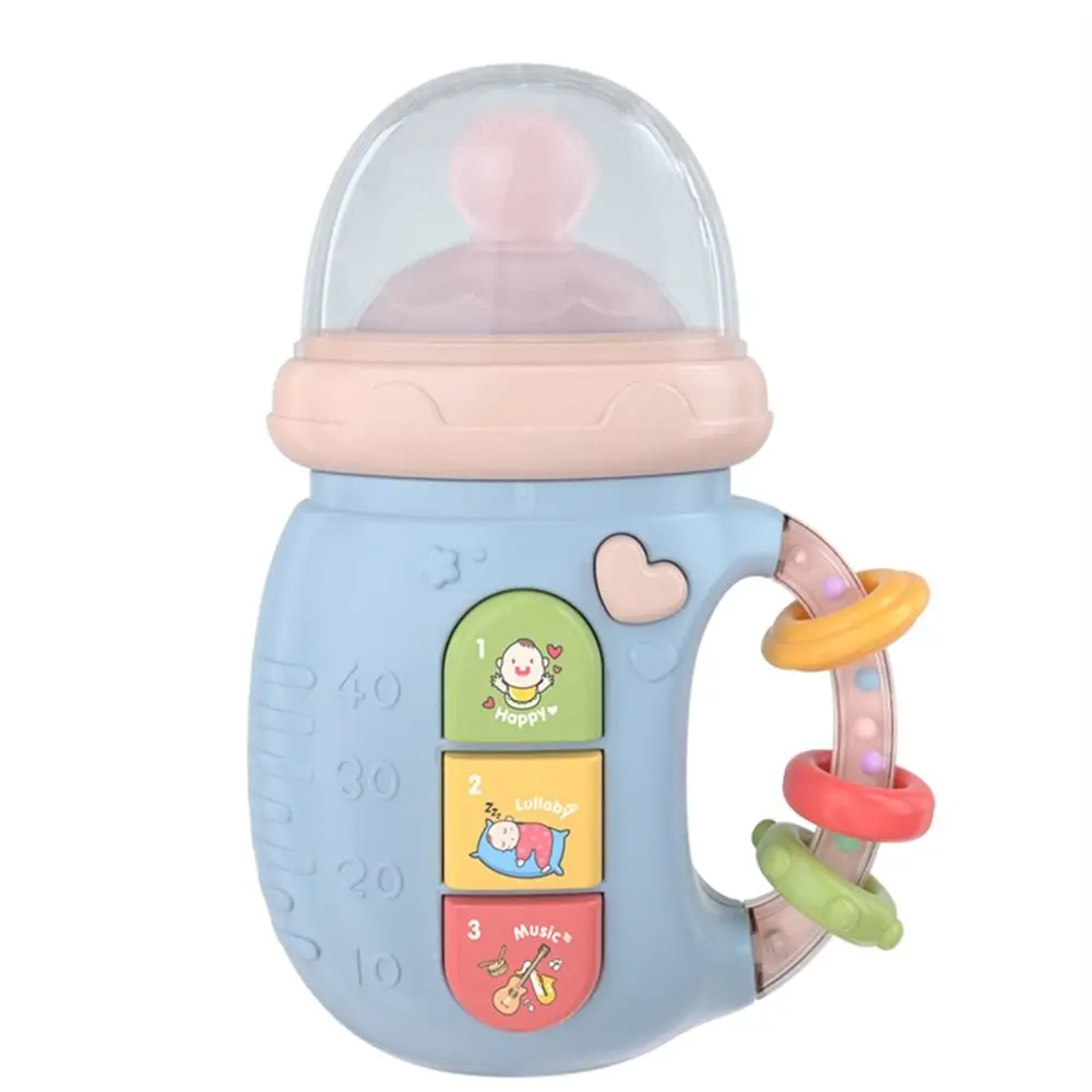 Newborn Baby Bottle Toy Soft Teether Rattles Musical Feeding Bottle Toy Educational Soothing Vocal Music Mobile Toddler Toys