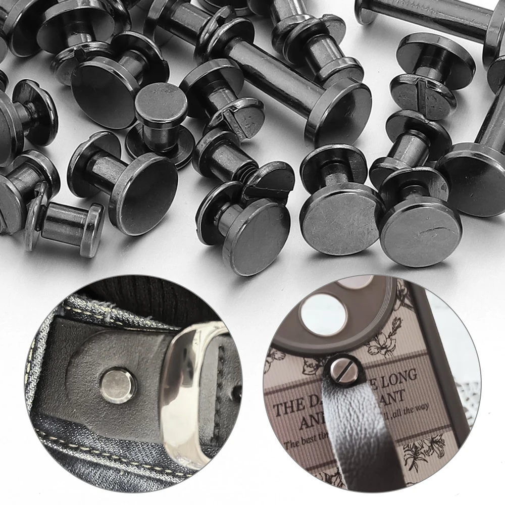 5sets/lot Metal Double Cap Screws Nails Studs Rivets For DIY Binding Book Photo Leather Craft Belt Bags Luggage Fasteners ﻿