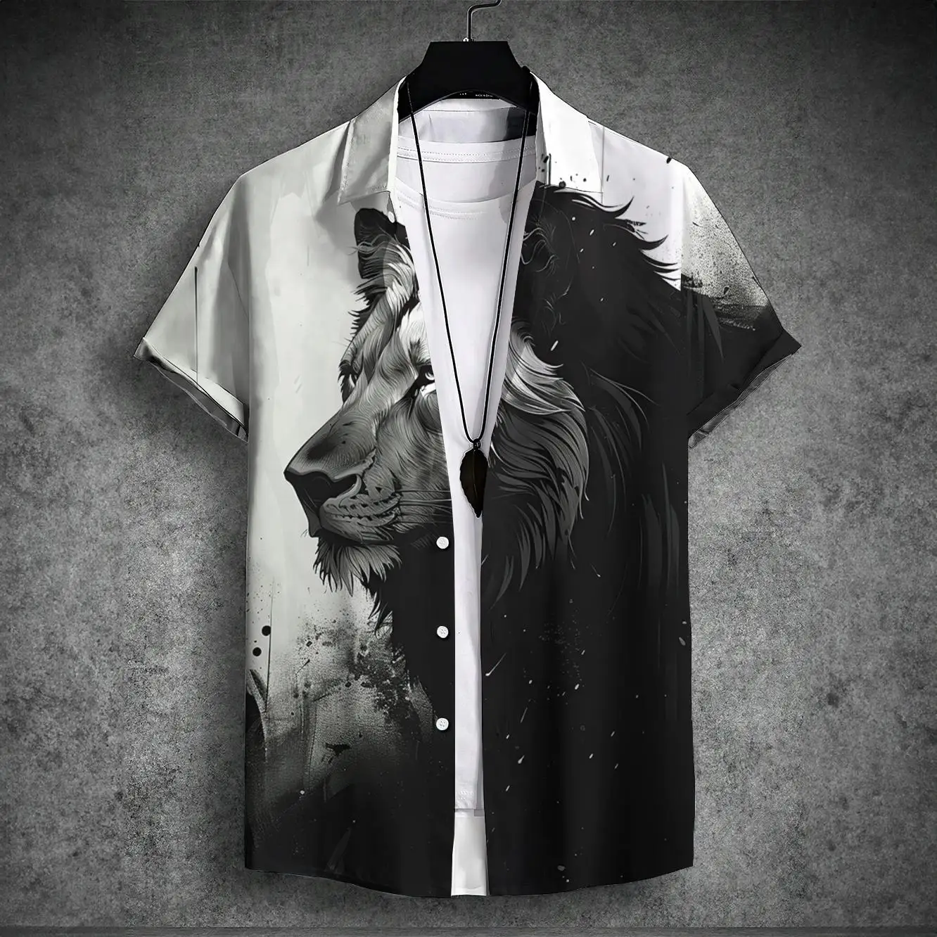 Animal Lion 3d Retro Print Men's Shirt Casual Short Sleeved Summer Shirt For Men Clothing Breathable Hawaiian Shirt Men